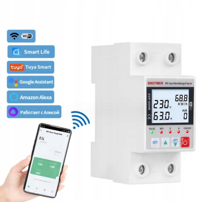 Elektromer TUYA WiFi na DIN lištu